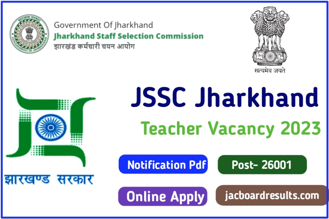 JSSC Jharkhand Teacher Recruitment 2023 notification out for 26001 posts